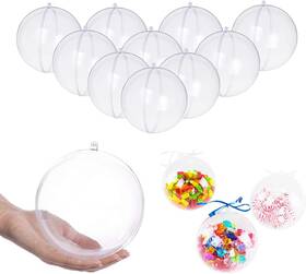 Bo-10cm-10 Uniqled 3.94 Inch /100mm Clear Plastic Fillable Christmas Diy Craft Ball Ornament-pack Of 10