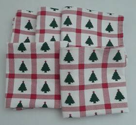 Kt-tree-s6 Urban Villa Tartan Christmas Tree Holiday Kitchen Towel Set Of 5 20 X 28 In