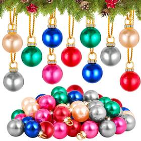 Ho-16 Uxorsn 66pcs Mini Christmas Balls Ornaments 16mm Miniature Multicolor Christm