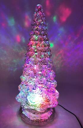 H215595 Valerie Parr Hill Silver Mercury Glass Kaleidoscope Lighted Christmas Tree 16.5 Inch