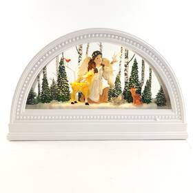 H443460 Valerie Parr Hill Illuminated Glitter Arch With Scene White Angel By Christmas Home Decor