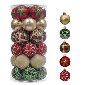 Valery Madelyn 761460535234 Christmas Ornaments Set 30ct Red Green And Gold Shatterproof Tree