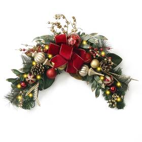 B0c61gmj5m Valery Madelyn Pre-lit Christmas Swag For Decorating Outdoor 24 Inch Mailbox Decoratio