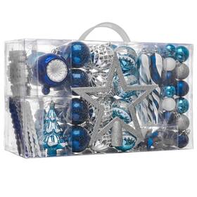Eg0102-0035 Valery Madelyn Christmas Ornaments Set 100ct Navy Blue And Silver Shatterproof Tr