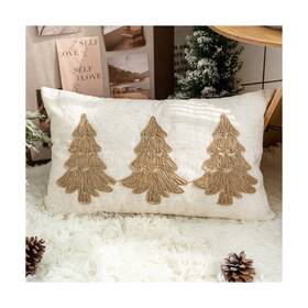 24x-02s Vanncio Christmas Tree Lumbar Pillow Cover Burlap Holiday Farmhouse Decorative Throw
