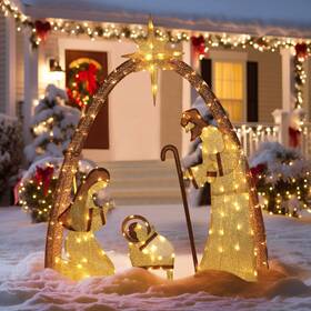 Veikous 774602203021 5 Ft. Led Nativity Sence Set Christmas Holiday Yard Decoration