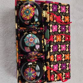 12026-115 Vera Bradley Suzani Glass Bauble Trio Floral Round Multicolor Hanging Christmas