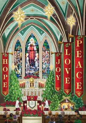 156585 Vermont Christmas Company Medium Advent Calendar-christmas Cathedral 8.25 X 11.75