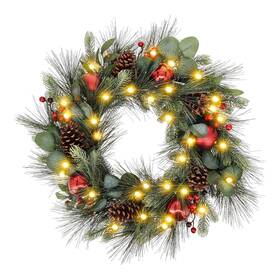 A102700001.gr Vert Nook Artificial Lighted Christmas Wreath For Front Door Windows With Green Pine