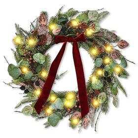 Vtnk-wr24-brg Vert Nook 24 Inch Pre-lit Artificial Christmas Wreath For Front Door Welcome - Realisti