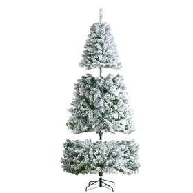 Vevor 197988764489 Christmas Tree 7.5ft Prelit Flocked Artificial Full Holiday Xmas Tr