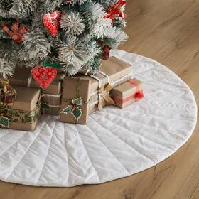 Vhc 840233945316 Quilted White Velvet Christmas Tree Skirt With Red Bow Ties 48 Inch Brands
