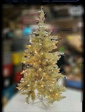 Vickerman 734205437438 Nwt Christmas Tree Gold Dura-lit Tinsel Artificial Rare Metal 5yr Lite