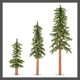 81632538 Vickerman 2ft 3ft 4ft Natural Alpine Artificial Christmas Tree Set Warm White