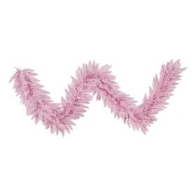 K163814 Vickerman 9ft Plastic Fir Artificial Christmas Garland In Pink