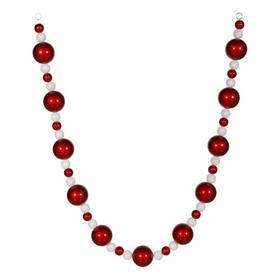 M110827 Vickerman 6ft Plastic Ball Christmas Garland In Red And White