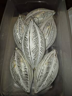 Mt203008 Vickerman Euc 6 Inch Brushed Feather Christmas Ornaments In Silver Set Of