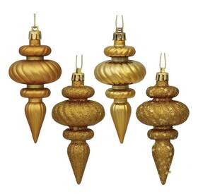 4-finish Vickerman N500030 4 Inch Finial Christmas Ornaments In Antique Gold Set Of 8