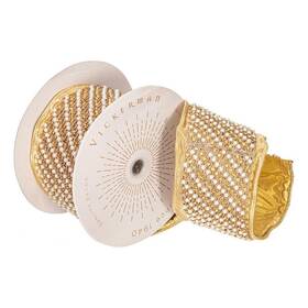 Q223393 Vickerman 4 Inch X 5 Yards Gold Jewel Pearls Wired Edge Christmas Ribbon