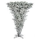 1276 Vickerman Upside Down Christmas Tree Green Flocked 600 Clear Dura-lit Tips 7.5 Feet 734205159071