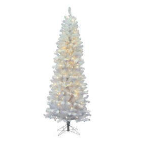 Vickerman White Salem Pencil Pine 4.5 Foot Artificial Pre Lit Led Christmas Tree