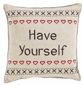 Victorian Heart 26638 Have Yourself A Merry Little Christmas Pillow Set/2 Red Embroidered Hearts 12 Inch Sq