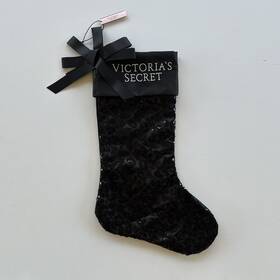 11116885 Victorias Secret Christmas Stocking Stuffer Black Leopard Sequins Satin Nwt New