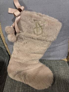 St11256225 Victorias Secret Y2k Cozy Pink Striped Sherpa Holiday Christmas Stocking Nwt