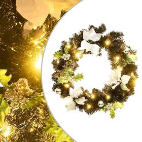 Vidaxl 720286017876 Christmas Wreath Black And Silver Pvc Medium Decorative Inlays
