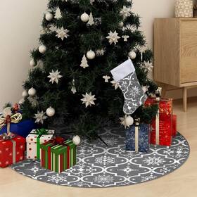 Vidaxl 720286445921 Christmas Tree Skirt Grey Polyester Large Collapsible