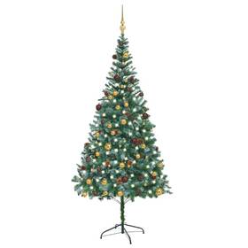 Vidaxl 720286496169 Artificial Pre-lit Christmas Tree With Ball Set&pinecones 82.7 Inch