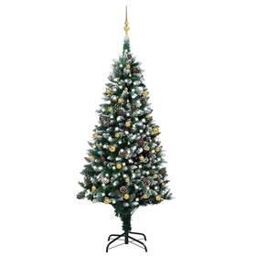 Vidaxl 720286496206 Christmas Tree Green And White Pvc Steel Plastic Large