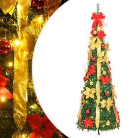Vidaxl 720845472528 Artificial Christmas Tree Green Pvc And Metal Medium Collapsible