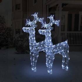 Vidaxl 720845681210 Reindeer Christmas Decoration Set Of 2 Cool White Acrylic Large