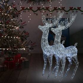 Vidaxl 720845681425 Christmas Reindeer Set Of 2 Cool White Acrylic Xxl