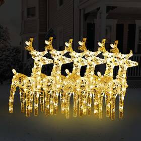 Vidaxl 720845681715 Christmas Reindeers 6 Pcs Warm White 240 Leds Acrylic