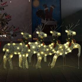 Vidaxl 720845681821 Christmas Reindeer Set Of 4 Gold Mesh Metal Medium
