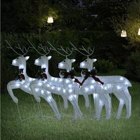 Vidaxl 720845681883 Christmas Reindeer Set Of 4 White Mesh Metal Medium