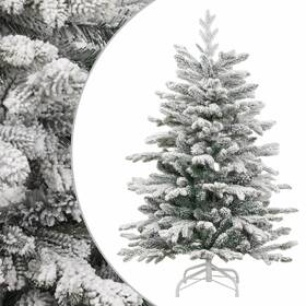 Vidaxl 721012117976 Artificial Hinged Christmas Tree Green And White Pvc Pe Iron