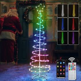 Jt-dc050v2000-d Vigdur 6ft Spiral Christmas Tree Led Lights Remote App Color Changing Outdoor