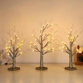 Anb-vihose-2354 Vihose 3pcs Christmas Lighted Birch Tree 1.5ft 1.65ft 2ft Mini With 2