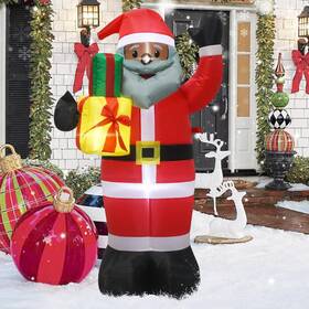 2024-sd-005 Vikimora 4ft Christmas Inflatable Decoration With Lights Black Santa Claus Outdoor Bl