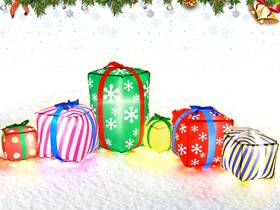 Decoration-859 Vinsot 9 Ft Long Christmas Giant Inflatable Gift Boxes With Led Lights Outdoor Decor
