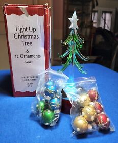 Ex20537 Vintage Ganz Light Up Christmas Tree 8inch Figurine With Glass Ornaments Nib