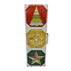 50832vp081 Vintage Star 3 Piece Combo Christmas Themed Ceramic Wall Plates Decor