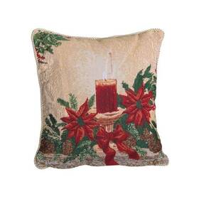 Violet Linen 616418680972 Decorative Christmas Poinsettias Candles Design Tapestry 18 Inch X 1