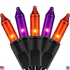 Dd-l-100e Visit The Yuletime Store Dd-l-100e/2f 0.34 200 Count Orange And Purple Christmas Lights - 21ft Mini Incandescent