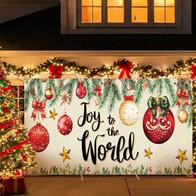 Lua-vitalcozy-3148 Vitalcozy Christmas Joy To The World Garage Door Cover 16 X 7 Ft Re