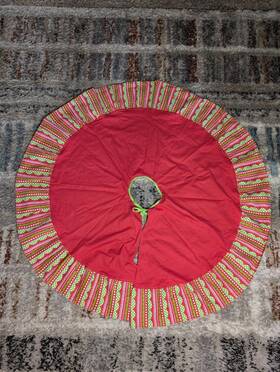 95126 Viv&lou Christmas Tree Skirt Red Green 48 In By 100% Cotton