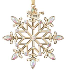 24wk-snowflake-gold Viviken Christmas Snowflake Ornaments 2024 Decor For Tree Metal Hanging Rhi